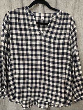 Old Navy - Navy and White Check Pullover Blouse